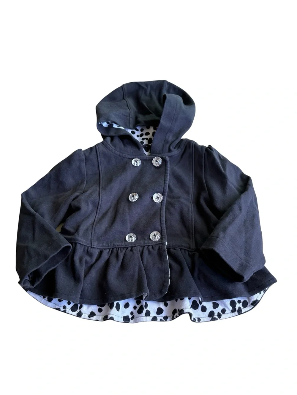Gymboree Girls 2T 3T Fancy Dalmatians double button hooded peplum jacket jewel